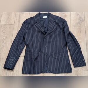 $1990 Mens OFF-WHITE Buffalo 23 Pinstripe Wool Sport Coat Navy 52 US 42